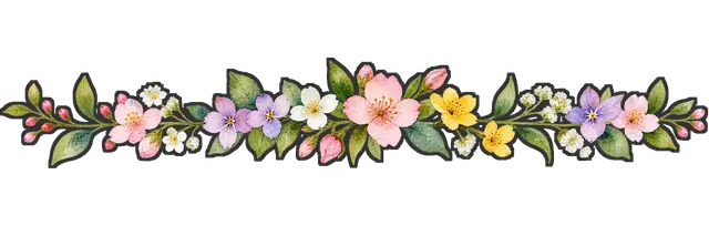 花の飾り罫の枠付き版
