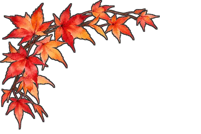 紅葉の角飾りの枠付き版