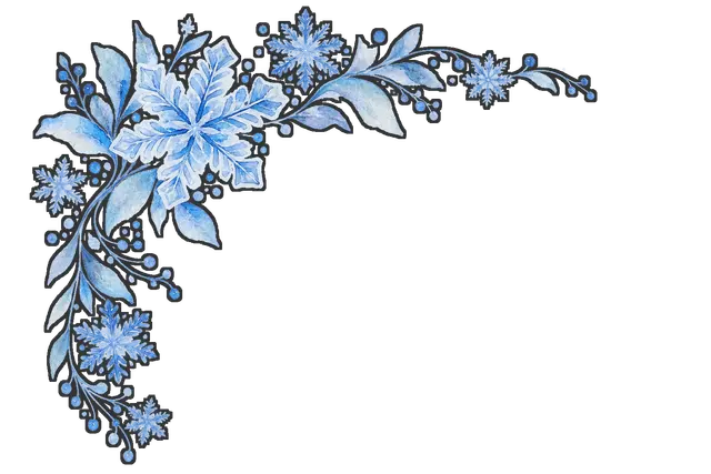 雪の結晶の角飾りの枠付き版