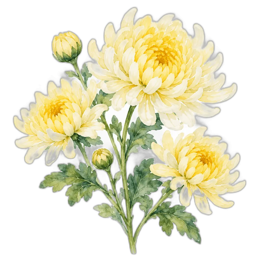 水彩の菊の花。施設だより向けフリー素材