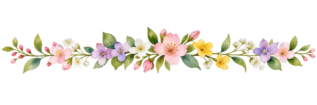水彩の花の飾り罫。施設だより向けフリー素材
