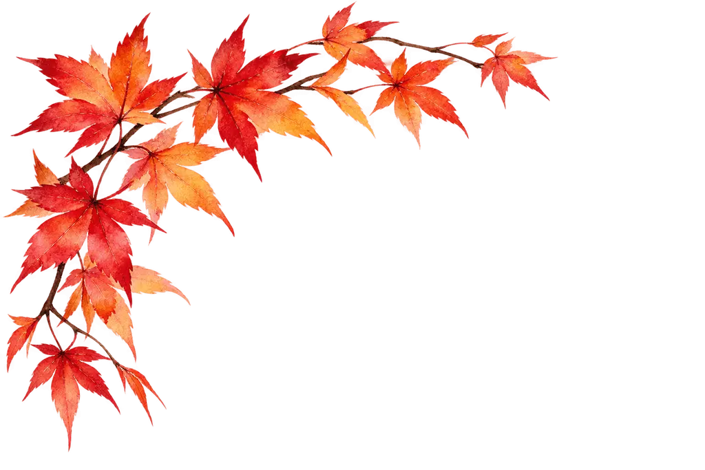 水彩の紅葉の角飾り。施設だより向けフリー素材