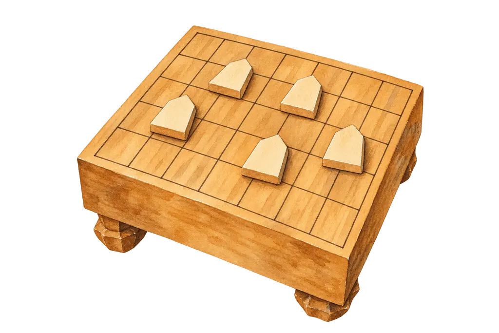 水彩の将棋盤と駒。施設だより向けフリー素材