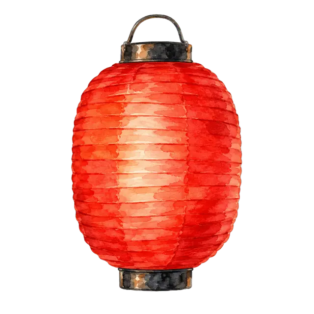 水彩の夏祭りの提灯
