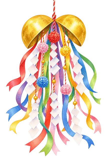 水彩のお祝いのくす玉