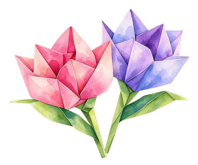 水彩の折り紙の花