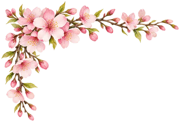 水彩の桜の角飾り