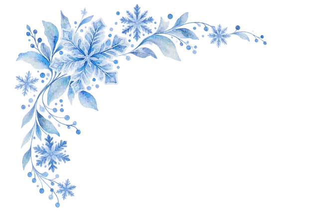 水彩の雪の結晶の角飾り